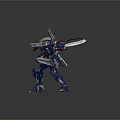 Blue Mecha Robot Action Figure With Swords Guns And Detailed Armor Design