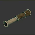 Vintage Industrial Brass Telescope With Wooden Texture And Engraved Classic Design