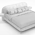 Modern Upholstered Double Bed With Curved Headboard And Black Bedding 3d model