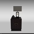 Stylish Bedside Tables With Various Designs Table Lamps And Decorative Details 3d model