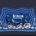 Summer Seaside Theme Photo Spot With Coral Shells Whale Fish And Lighting Decorations