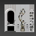 White Shoe Cabinet With Playful Stacked Penguin Design And Side Decorative Shelves