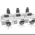 Modern Office Desk Workstation Setup With Ergonomic Chairs Computers And Keyboard 3d model