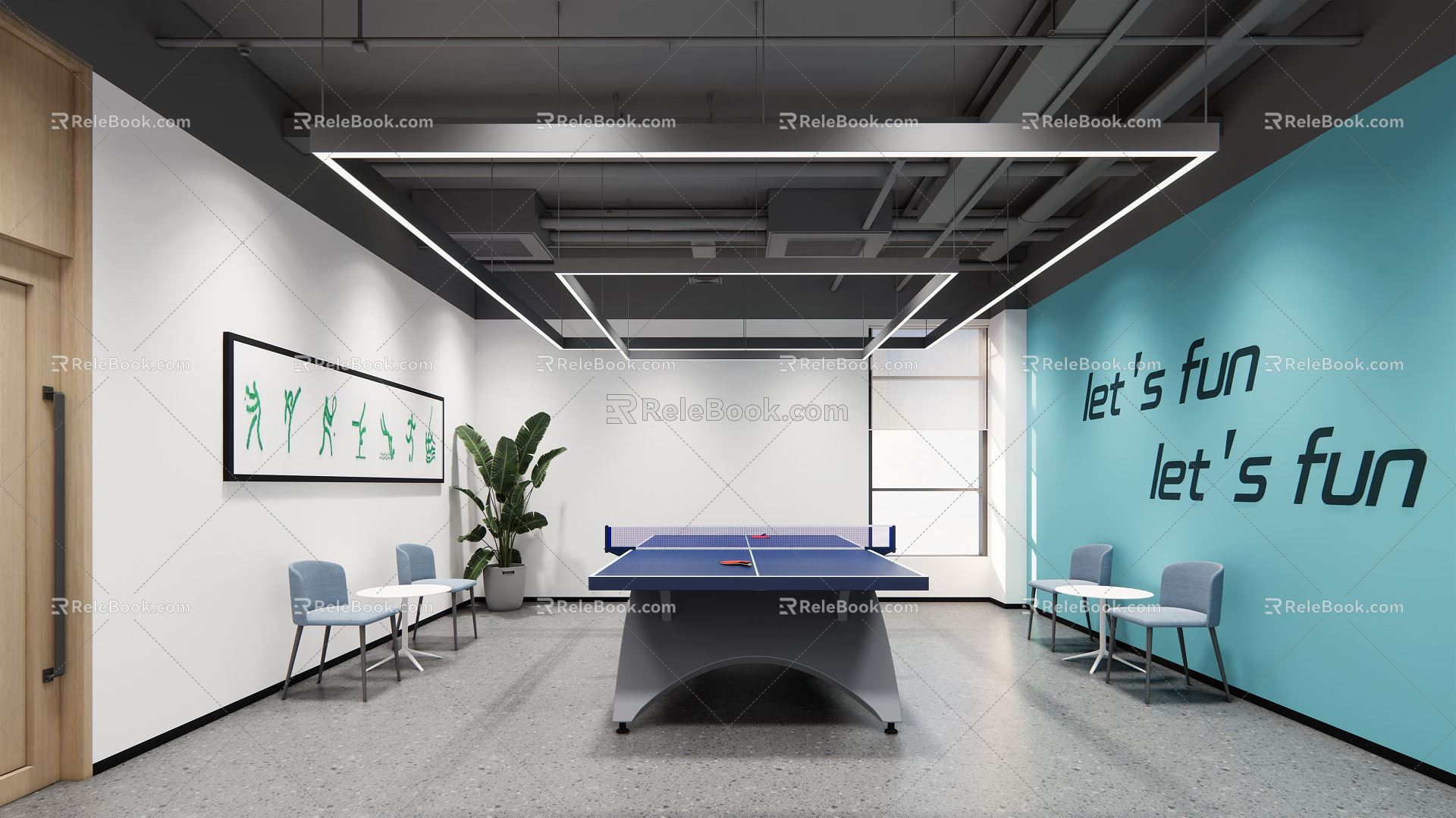 Modern table tennis room 3d model