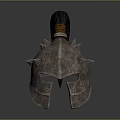 Ancient Warrior Spiked Helmet With Metallic Surface Visor And Top Plume 3d model