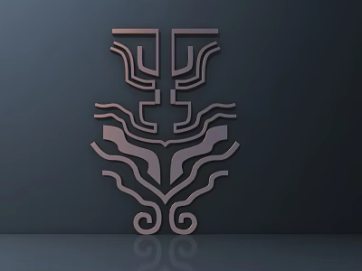 Modern Abstract Wall Decor With Intricate Geometric Patterns And Metallic Design 3d model