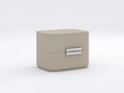 Modern Light Beige Bedside Table With Single Drawer And Metal Handle Design 3d model