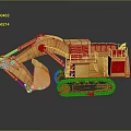 Detailed Yellow Construction Crawler Excavator Model With Large Bucket And Track Design