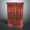 Classic Mahogany Cabinet With Double Doors And Three Drawers Design
