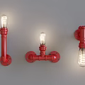 Vintage Industrial Metal Pipe Wall Sconces With Exposed Bulbs And Retro Design
