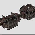 Industrial Rusty Metal Mechanical Equipment With Connected Pipes And Complex Components 3d model