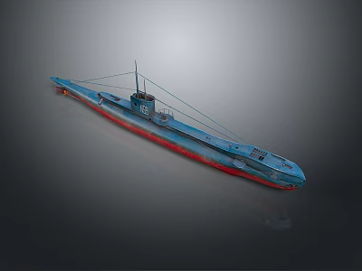 Blue And Red Submarine Model Featuring Streamlined Hull And Detailed Design 3d model