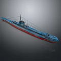 Blue And Red Submarine Model Featuring Streamlined Hull And Detailed Design 3d model