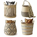 Woven Storage Baskets With Handles And Geometric Patterns For Home Decor And Organization 3d model