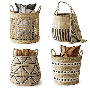 Modern Storage Basket Rattan Storage Basket 3d model