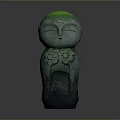 Man Figurine With Green Head Closed Eyes And Floral Body Patterns Design