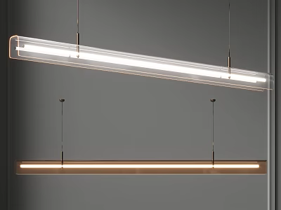 Modern Linear Pendant Lights With Transparent Shade And Metal Frame Design 3d model