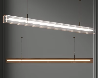Modern Linear Pendant Lights With Transparent Shade And Metal Frame Design 3d model