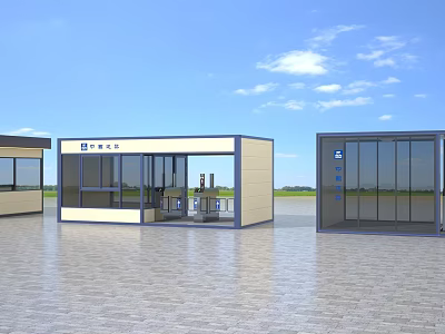 Modern Construction Site Container Office With Glass Windows And Modular Design 3d model