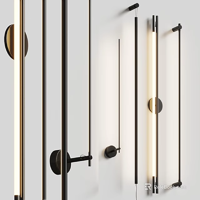Contemporary Wall Lamps With Sleek Black Metal Frame And Warm LED Lighting Design 3d model 