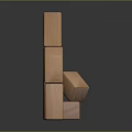 Light Wood Color Wooden Blocks with Triangle Rectangle Cylinder Shapes Stacked into House Like Structure