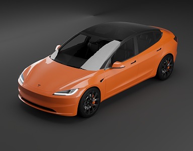 L117 New Tesla Model3 Orange 3d model