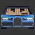 Blue Low Poly Sports Car With Wooden Interior Modern Design Sleek Stripes And Stylish Wheels