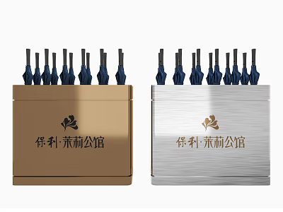 Golden And Silver Metal Storage Boxes With Blue Accessories For Poly Jasmine Mansion 3d model