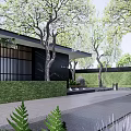 Garden Landscape Design With Wooden Deck Outdoor Seating Lake View And Mountain Scenery