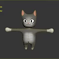 Gray Cat With Pink Ears White Face And Outstretched Arms