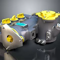 Industrial Mechanical Equipment Featuring Metal Construction Yellow Top Cover And Multiple Interfaces 3d model