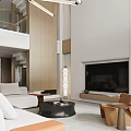 Modern Bright Open Plan Living And Dining Room With Warm Wood Accent Minimalist Interior Design