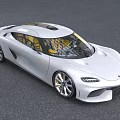 Silver Sports Car With Sleek Aerodynamic Body And Yellow Interior Seats