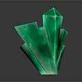 Vibrant Green Geometric Crystal Cluster With Faceted Surfaces And Reflection On Dark Background