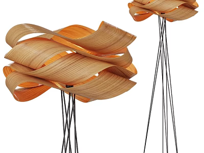 Artistic Wooden Floor Lamps With Flowing Shapes 3d model