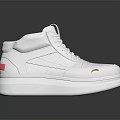 White High Top Shoes With Thick Sole And Small Red Logo On Side