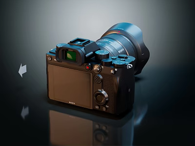 Professional Digital Camera Body With Attached Lens Control Dials And Viewfinder 3d model