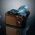 Professional Digital Camera Body With Attached Lens Control Dials And Viewfinder