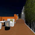 Roof Garden Outdoor Seating Area With White Sofas Round Table Wine Glasses And Bamboo Plants