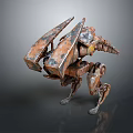 Rusty Mechanical Character And Robotic Creature With Worn Metal Structure 3d model