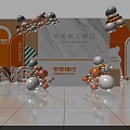 Ping An Bank Private Banking Scene With Welcome Sign Orange White Balloons Marble Backdrop Logo 3d model