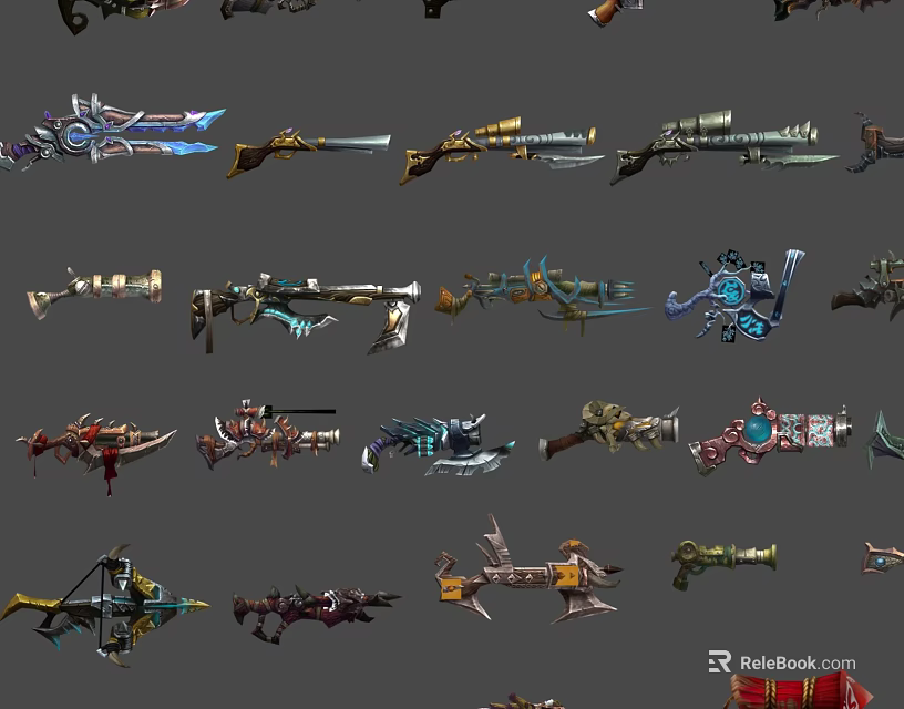 Fantasy Weapons Collection Featuring Various Types And Decorative Designs 3d model