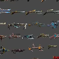 Fantasy Weapons Collection Featuring Various Types And Decorative Designs 3d model