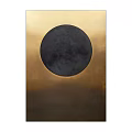 Modern Abstract Wall Decor With Round And Oval Shapes Gold Frame Gradient Background