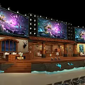 Spacious Ballroom With Stage Large Screens Decorative Paintings And Comfortable Seating Areas
