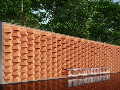 modern landscape wall red brick landscape wall model