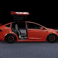 Red Sports Car With Open Scissor Doors And Black Alloy Wheels
