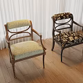 Leisure Chairs With Wooden Frame Armrests And Upholstered Seats In Light Green And Dark Floral