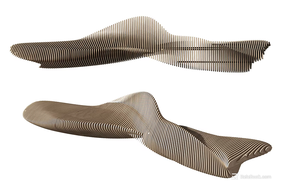 Stylish Modern Outdoor Chairs With Curved Striped Design For Garden Patio 3d model 