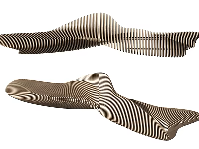 Stylish Modern Outdoor Chairs With Curved Striped Design For Garden Patio 3d model